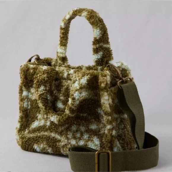 American Eagle Faux Sherpa Mini Tote Bag Crossbody Purse - Picture 1 of 1